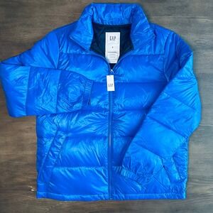 Gap ColdControl Puffer Jacket Mens Small Blue Water Resistant Zip Up BNWT runs L